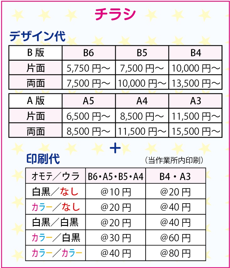 チラシ料金表